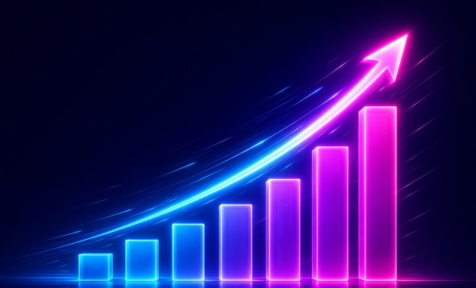 Rising neon bar chart symbolizing CPS milestones from beginner to elite clicking speeds