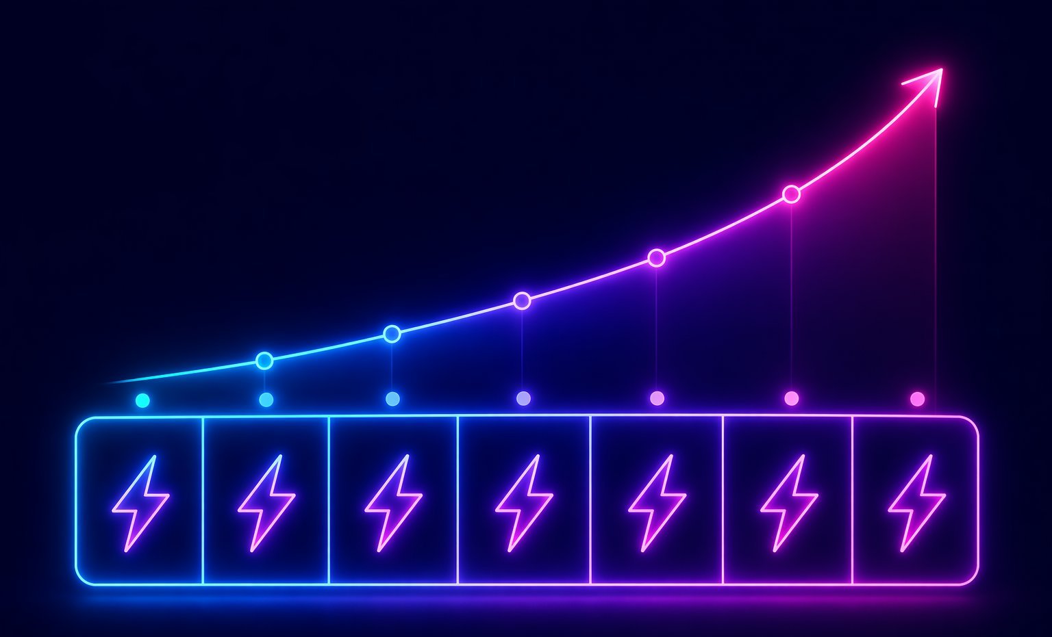 Glowing weekly calendar with lightning marks and a rising progress curve for CPS training